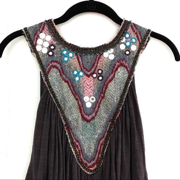 SOLD. Free People Embellished Layered Halter Tank - Picture 3 of 7